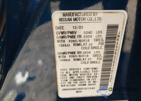 2006 Infiniti Fx35 z USA, uszkodzony, nr VIN JNRAS08U36X101345